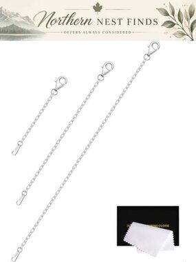 Sterling Silver Necklace Extenders 3 Piece Set 2 3 4 Inch Lobster Clasp